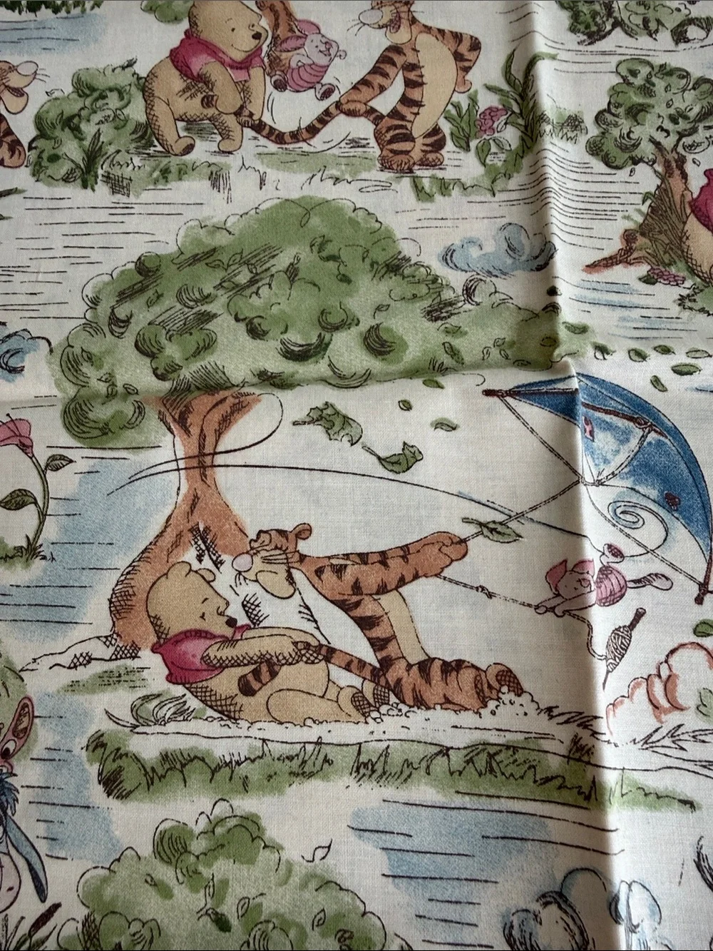 Vintage Disney Winnie the Pooh Day in the Park Fabric Springs 2/3 Yard